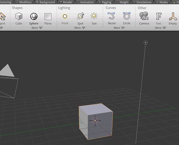 Elements can be clicked and dragged into scene