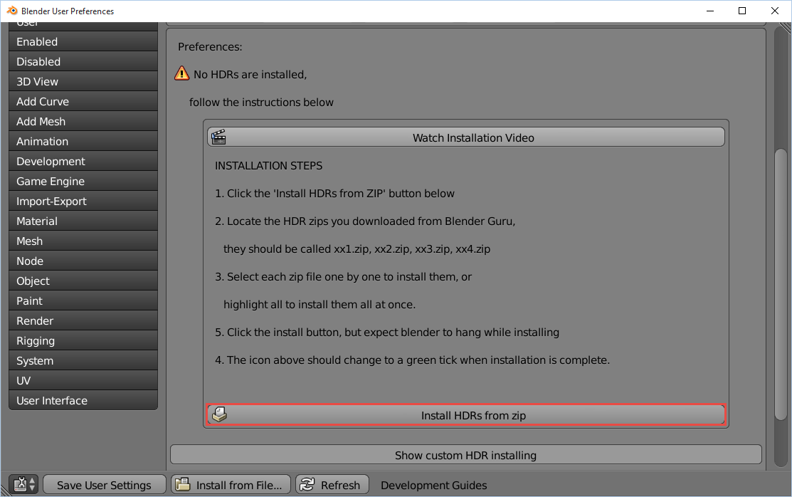 4 install hdr button