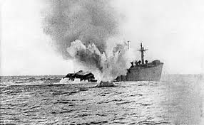 Merchant ship torpedoed by German U-boat