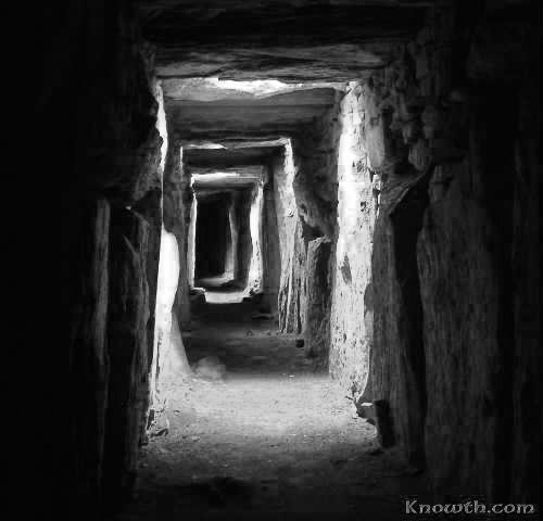 Ancient Irish tomb interior chambers