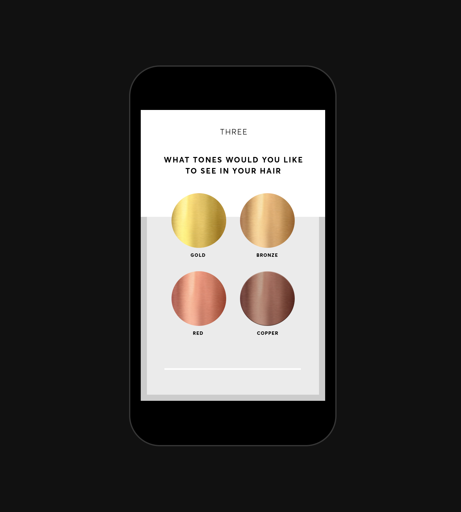 Detail: A sample of the Madison Reed Color Quiz
