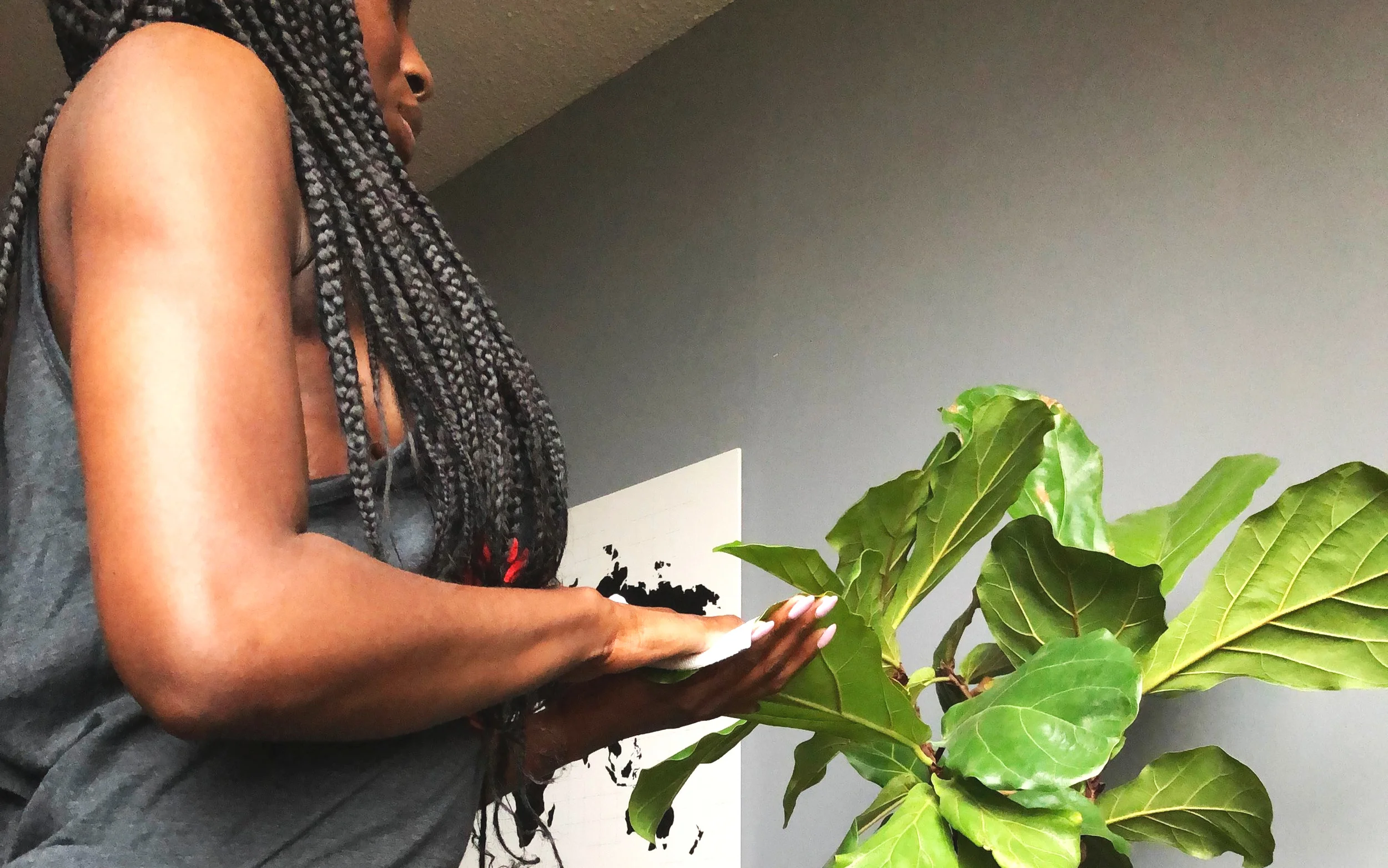 One hand right under the leaf as you wipe…trust me on this