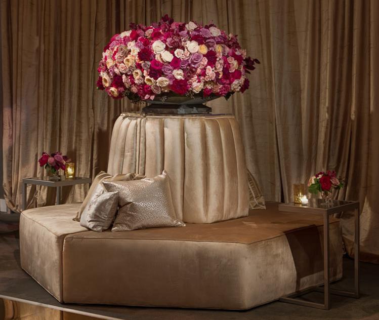 Gold Velvet Hexagon Ottoman