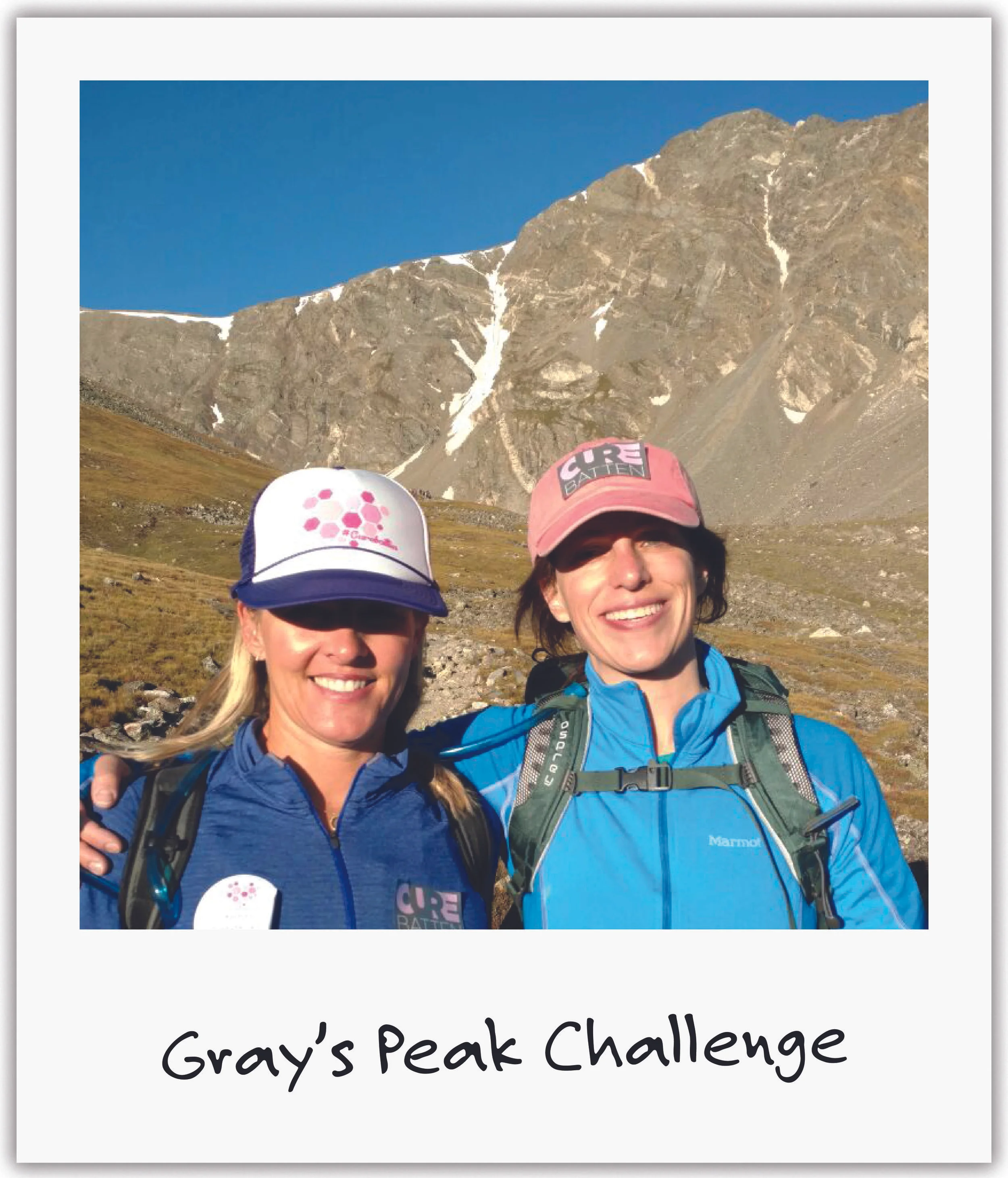 Mila's mom Julia hiked up Grays Peak to 14,278 ft together with other parents fighting for their kids with Batten Disease, including new friend and Batten pioneer Kristen.