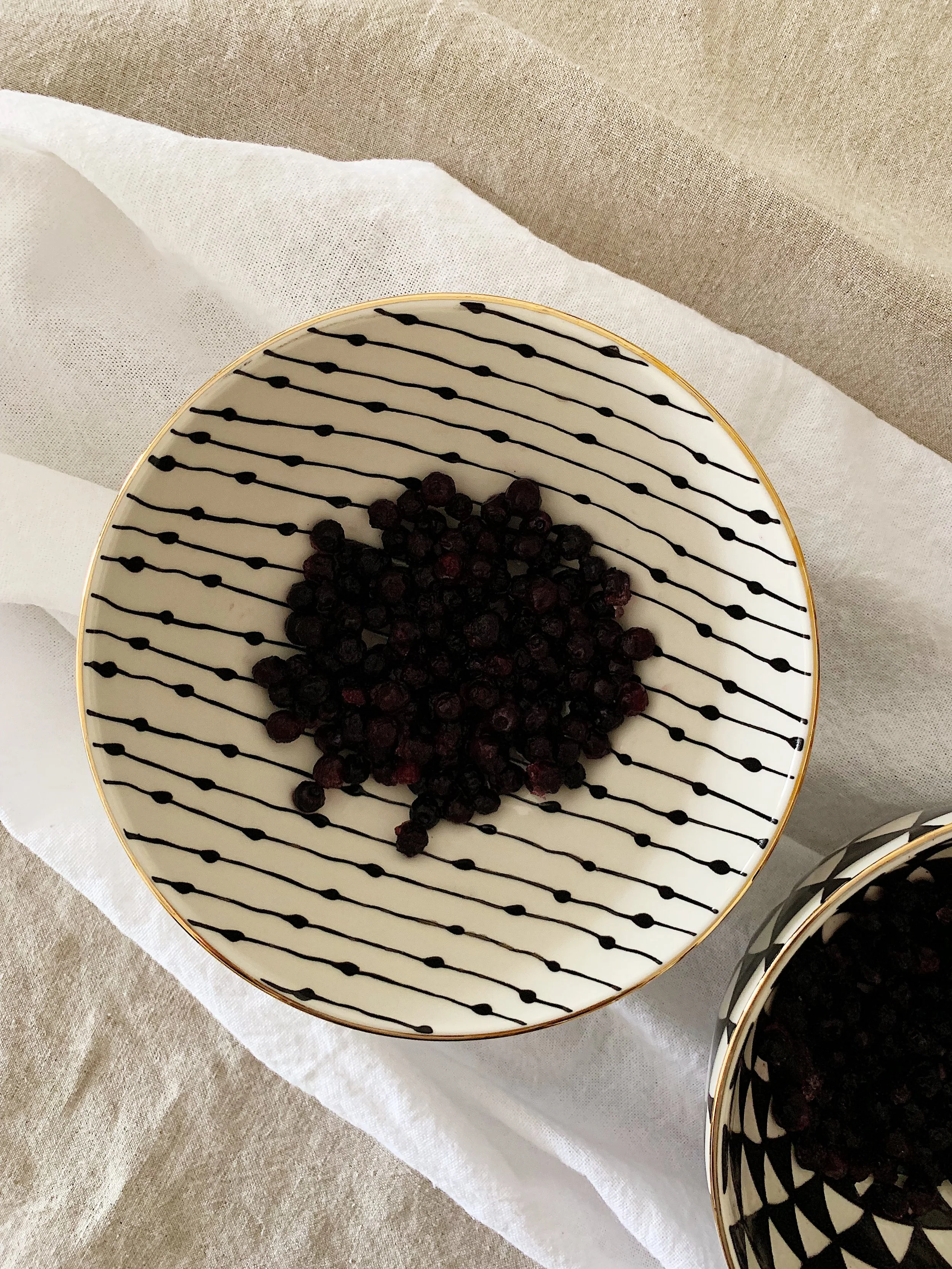Frozen blueberries as a little surprise on the bottom of the bowl