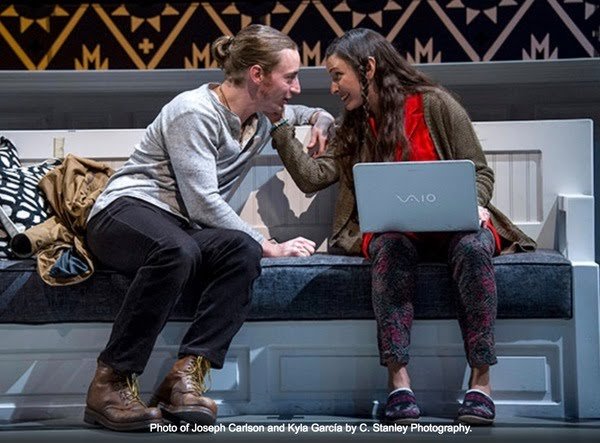 Joseph Carlson (Andrew Jackson/Ben) and Kyla Garcia (Sarah Ridge Polson) in the World Premiere of Sovereignty at Arena Stage, Directed by Molly Smith