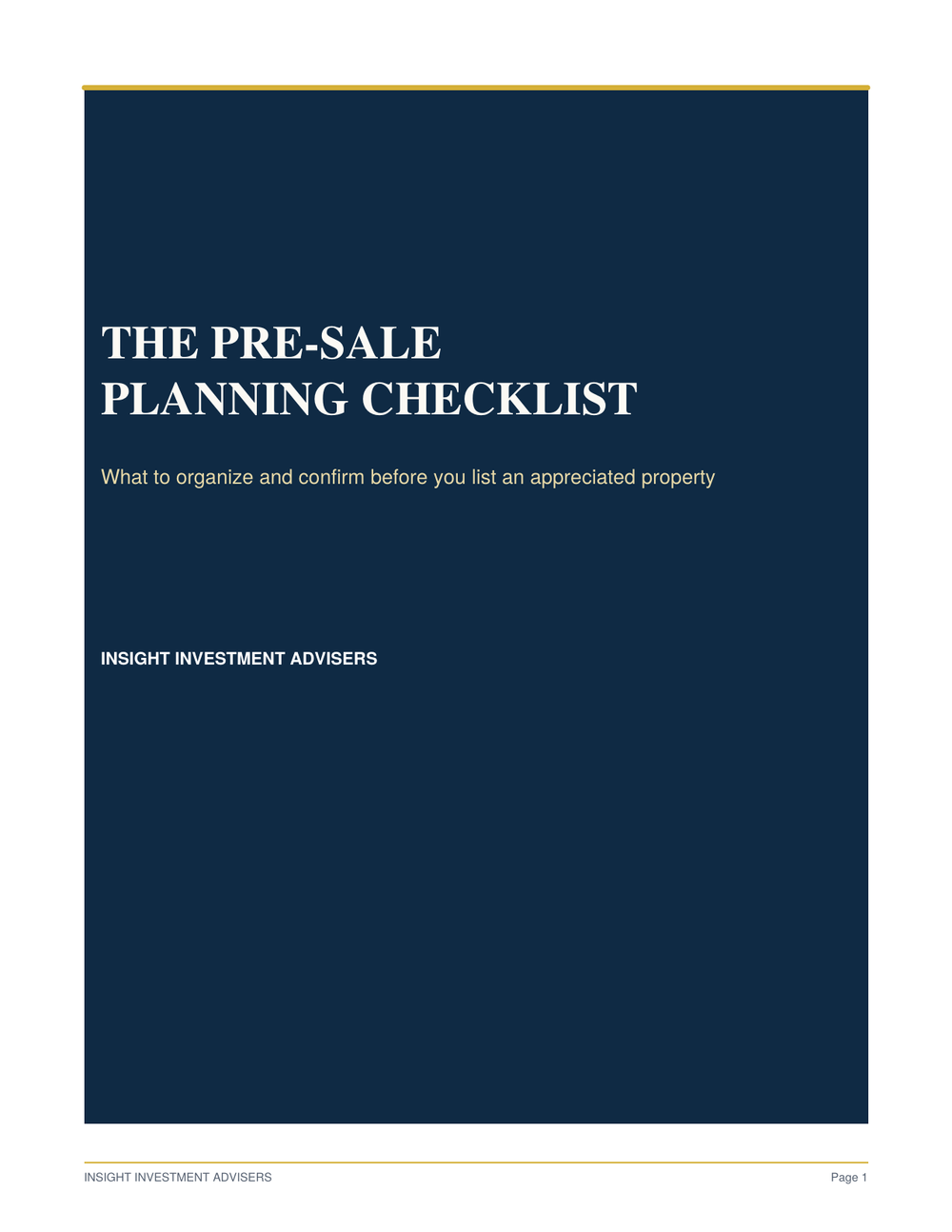 Cover of The Pre-Sale Planning Checklist