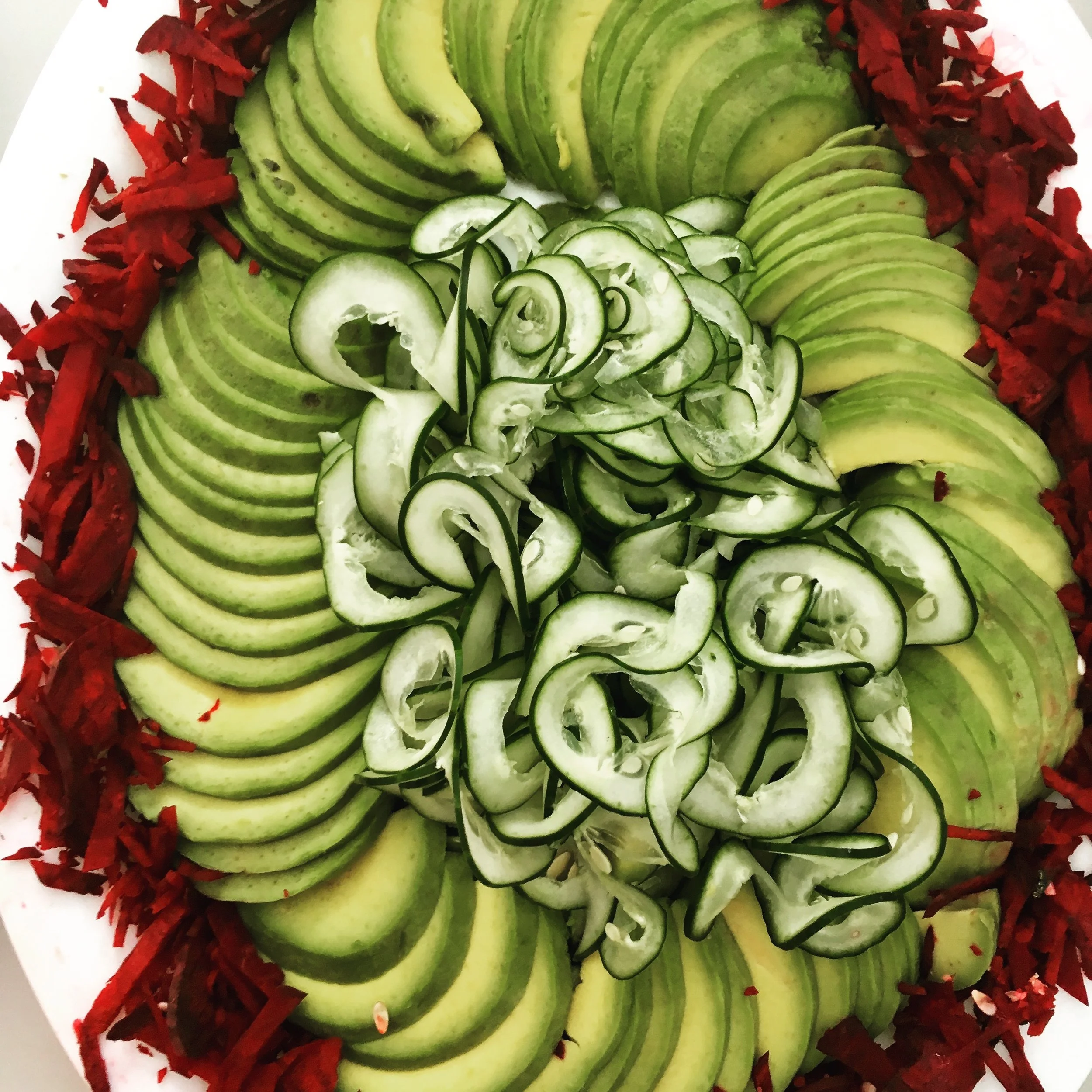 Raw beetroot, avocado and cucumber platter. ©Photo Anita McKenzie