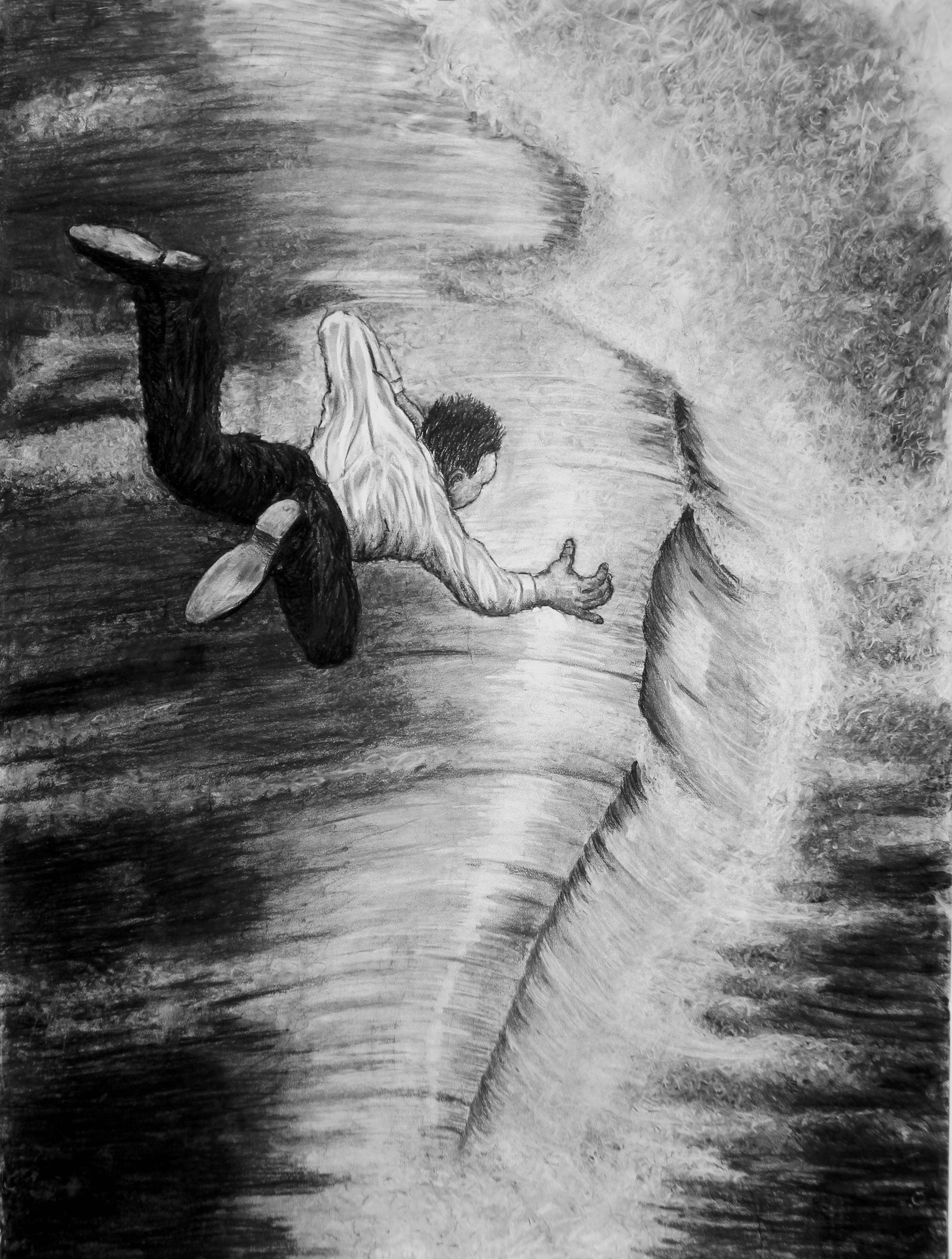 after the fall, beneath the waves 200x152cm,charcoal on paper.jpg