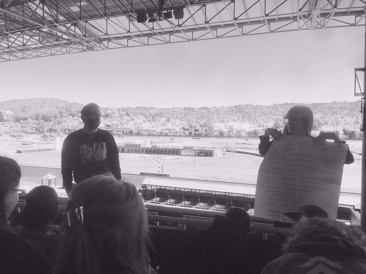 HOLDING CLASS IN THE GRANDSTANDS