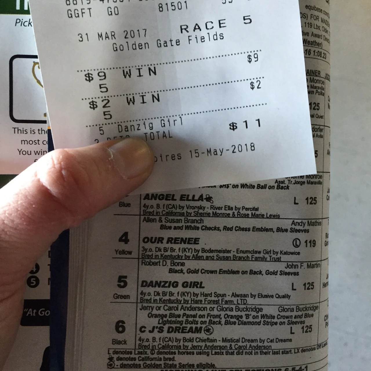 ALL OUR FUNDS ON DANZIG GIRL FOR THE WIN!!!!!