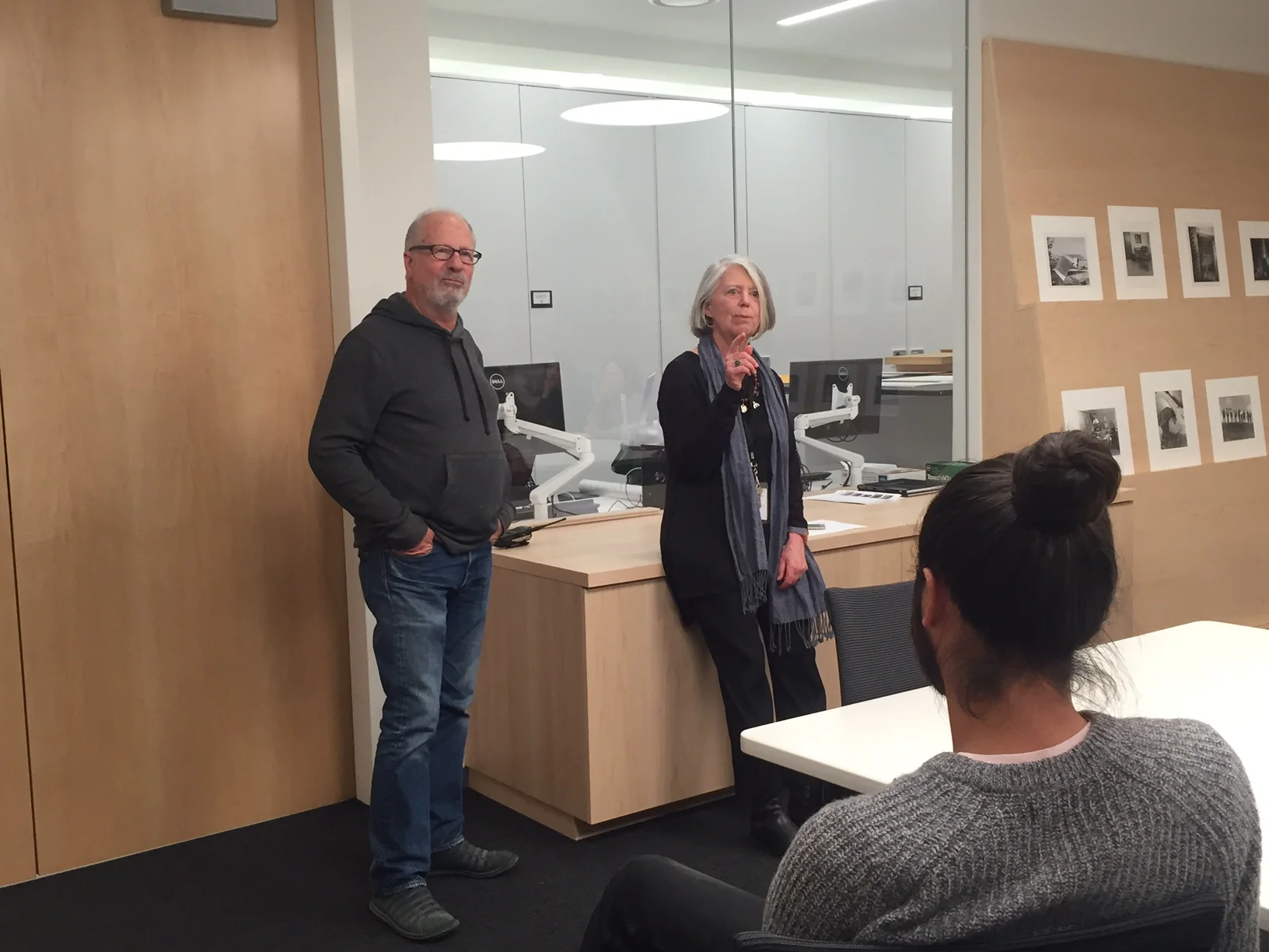 KENT ROBERTS AND SENIOR PHOTO CURATOR SANDRA PHILLIPS TALKING WITH US ABOUT EVIDENCE