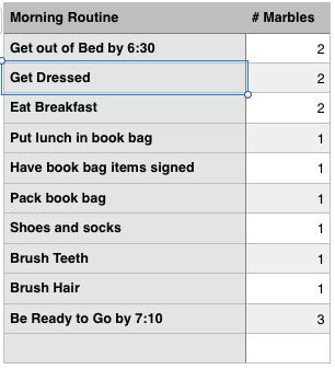 marble morning routine chart