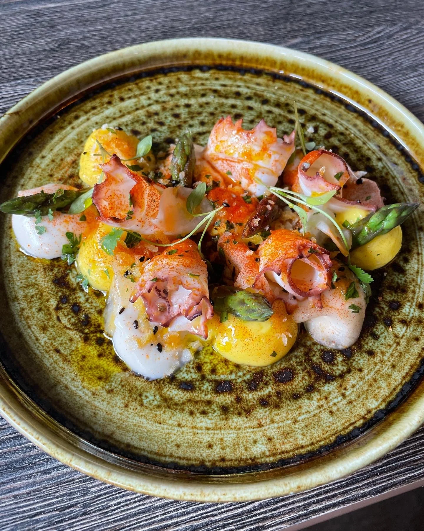 Squid carpaccio starter dish prepared for  National chef of the year