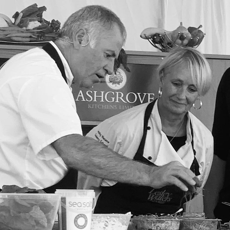 Chef Tim Zekki at a cooking show in Somerset with Ready Steady Cook chef Lesley Waters