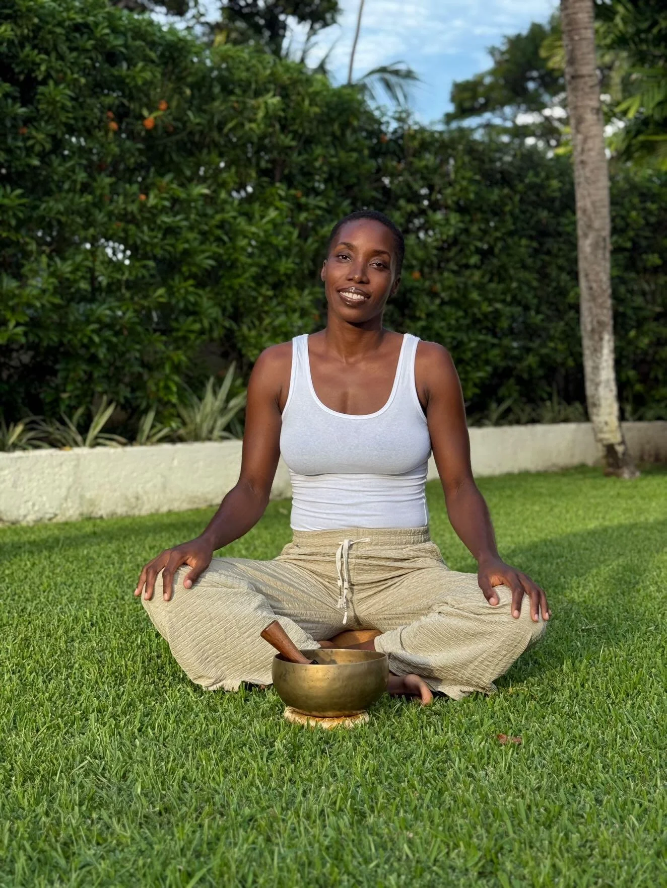 Sound healing bath session with Louise Sam using therapeutic instruments and vocal frequencies