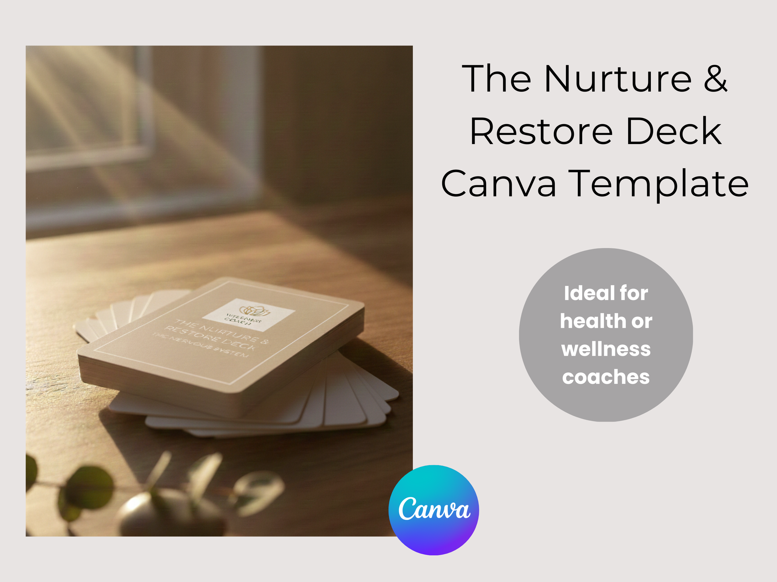 The Nurture & Restore Deck: 40-Card Canva Template | Sand - standard use