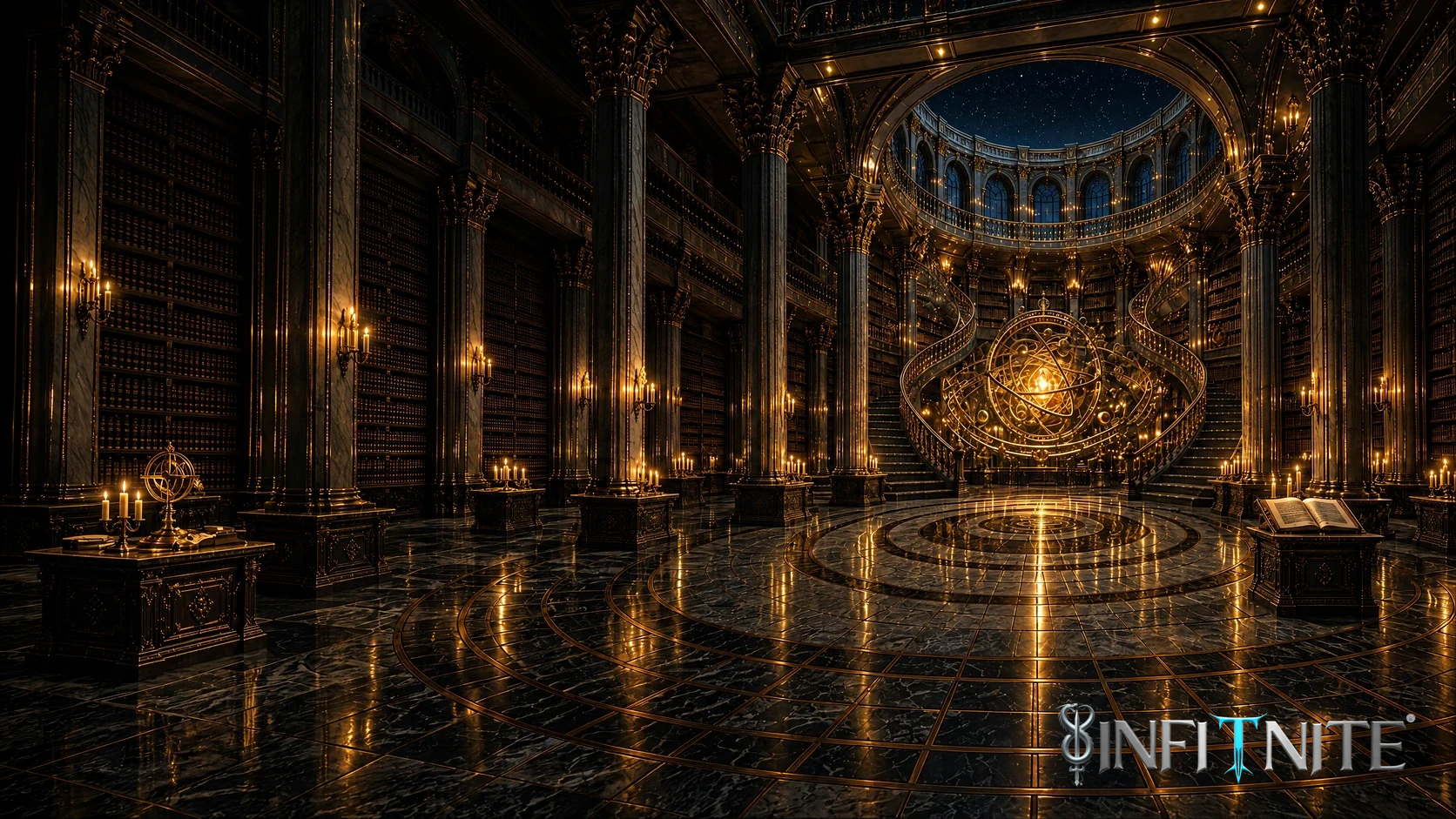 Refreshed Intellect hub artwork showing a golden library hall and a luminous orb.
