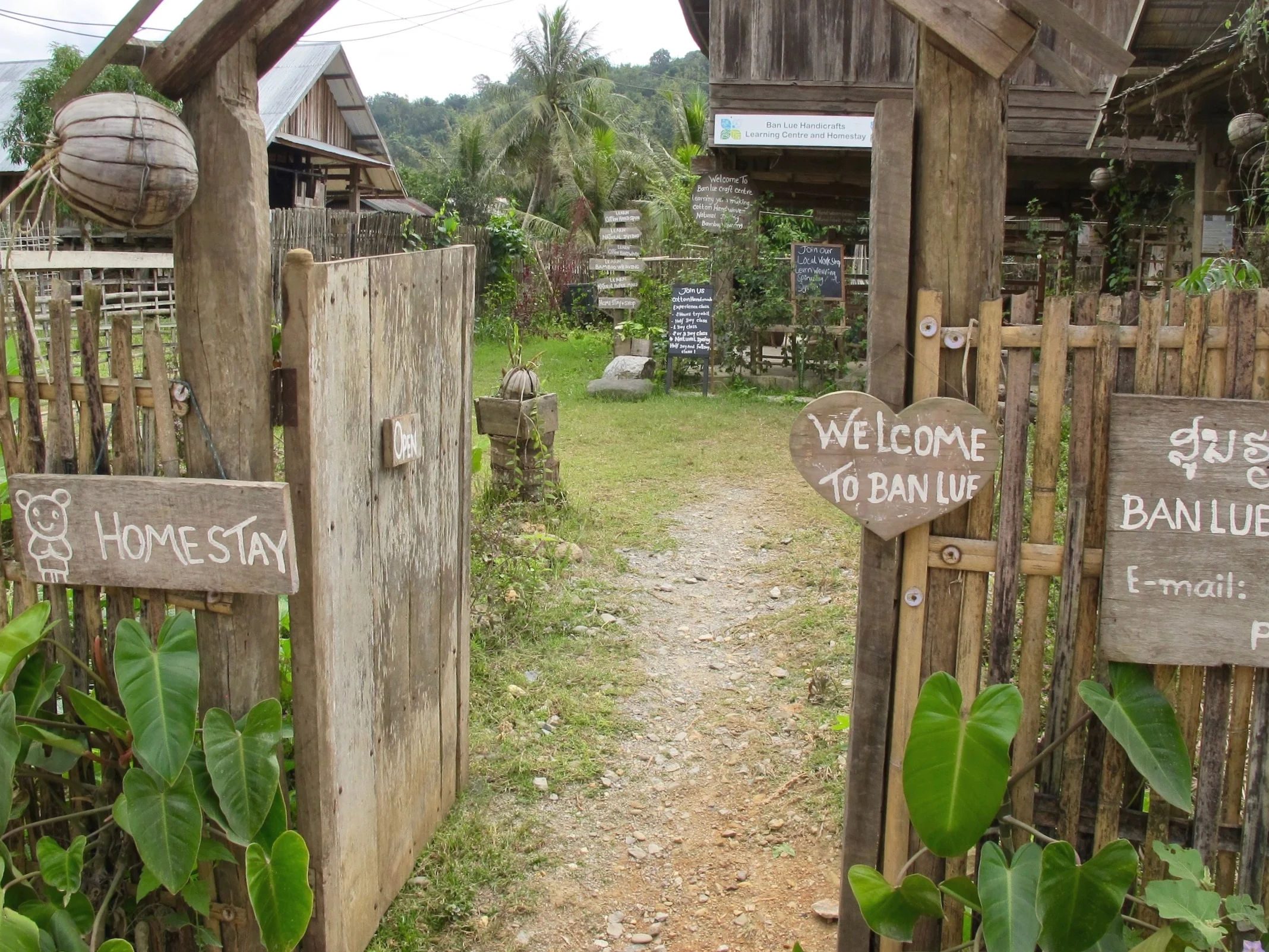 The entrance to Ban Lue Handicrafts & Homestay Center in Nayang Nua, Laos