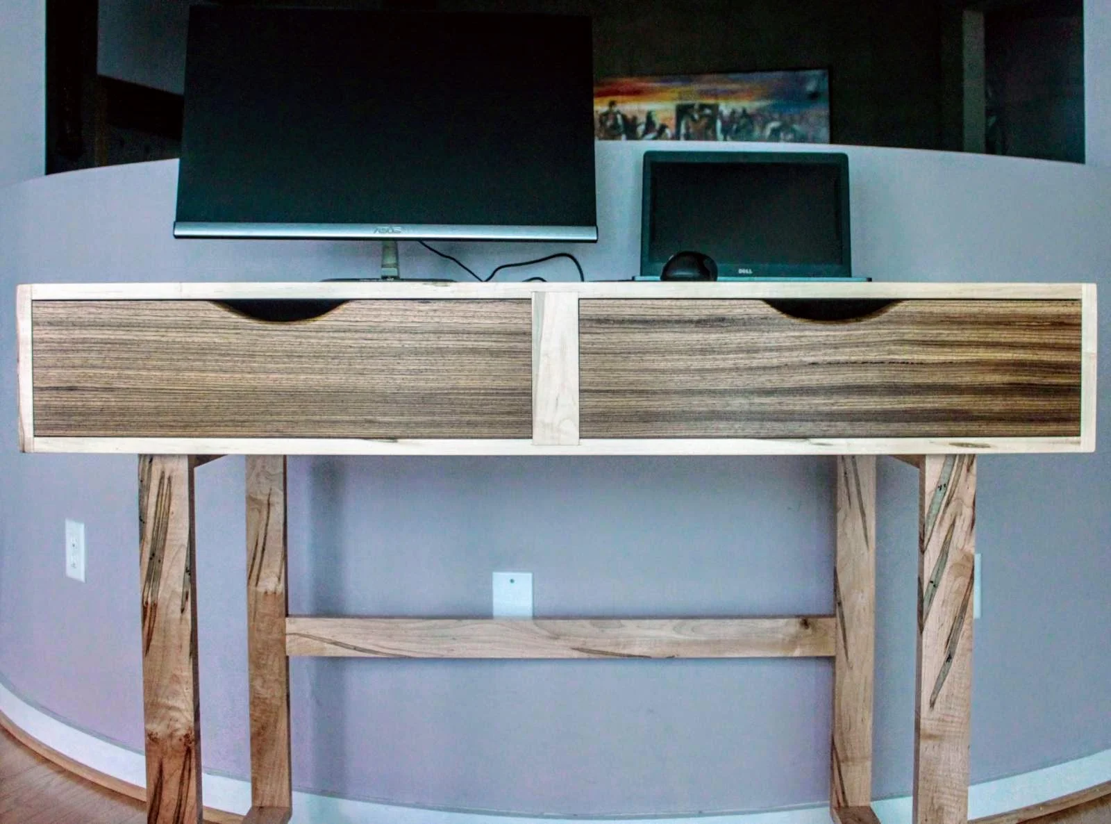 Standing Desk - Ambrosia maple and zebra wood