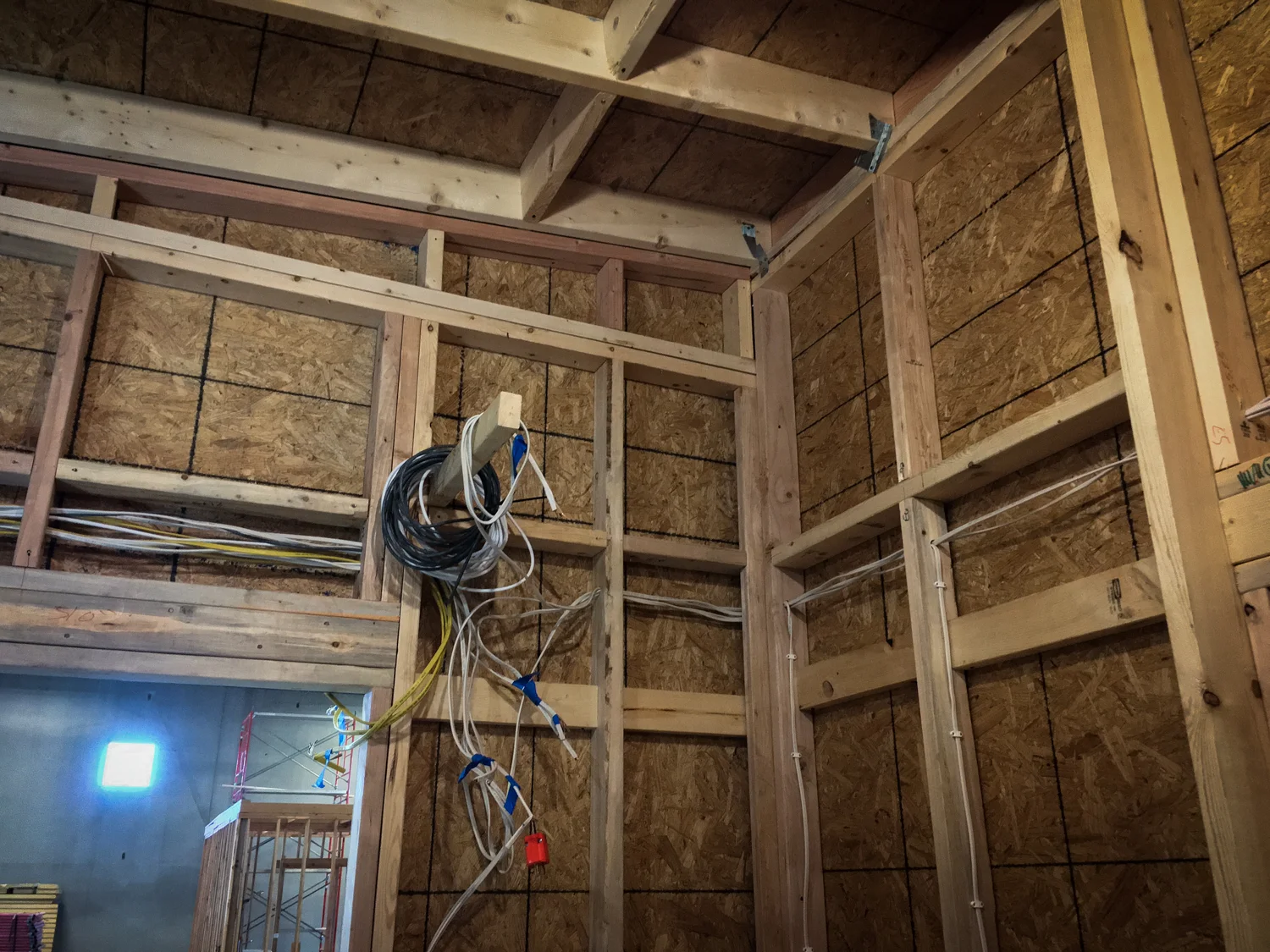 Future location of the breaker-box, above the kitchen.