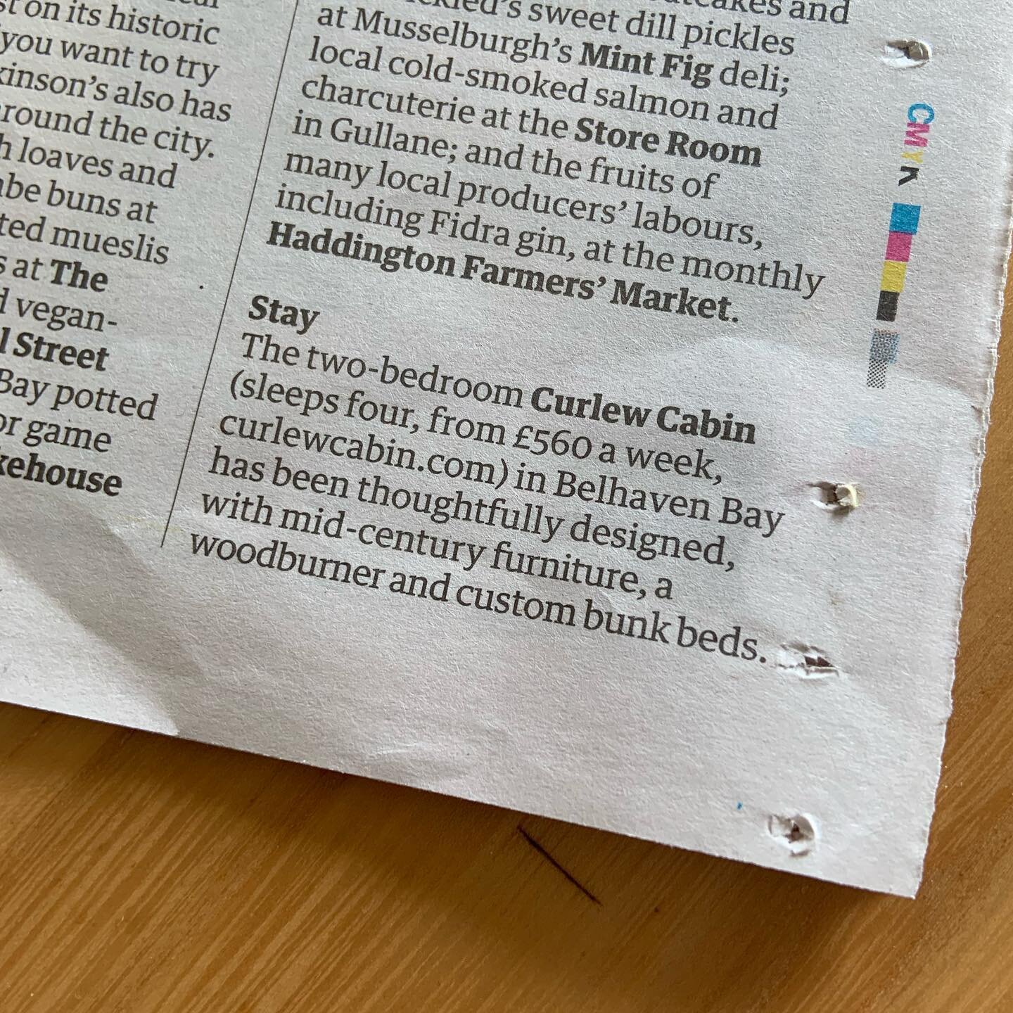 We&rsquo;re in The Guardian today and thrilled to be selected as a place to stay in a food and drink trail of East Lothian. Thank you! We&rsquo;re proud too to be included with some wonderful local restaurants, shops and producers.
If you book direct