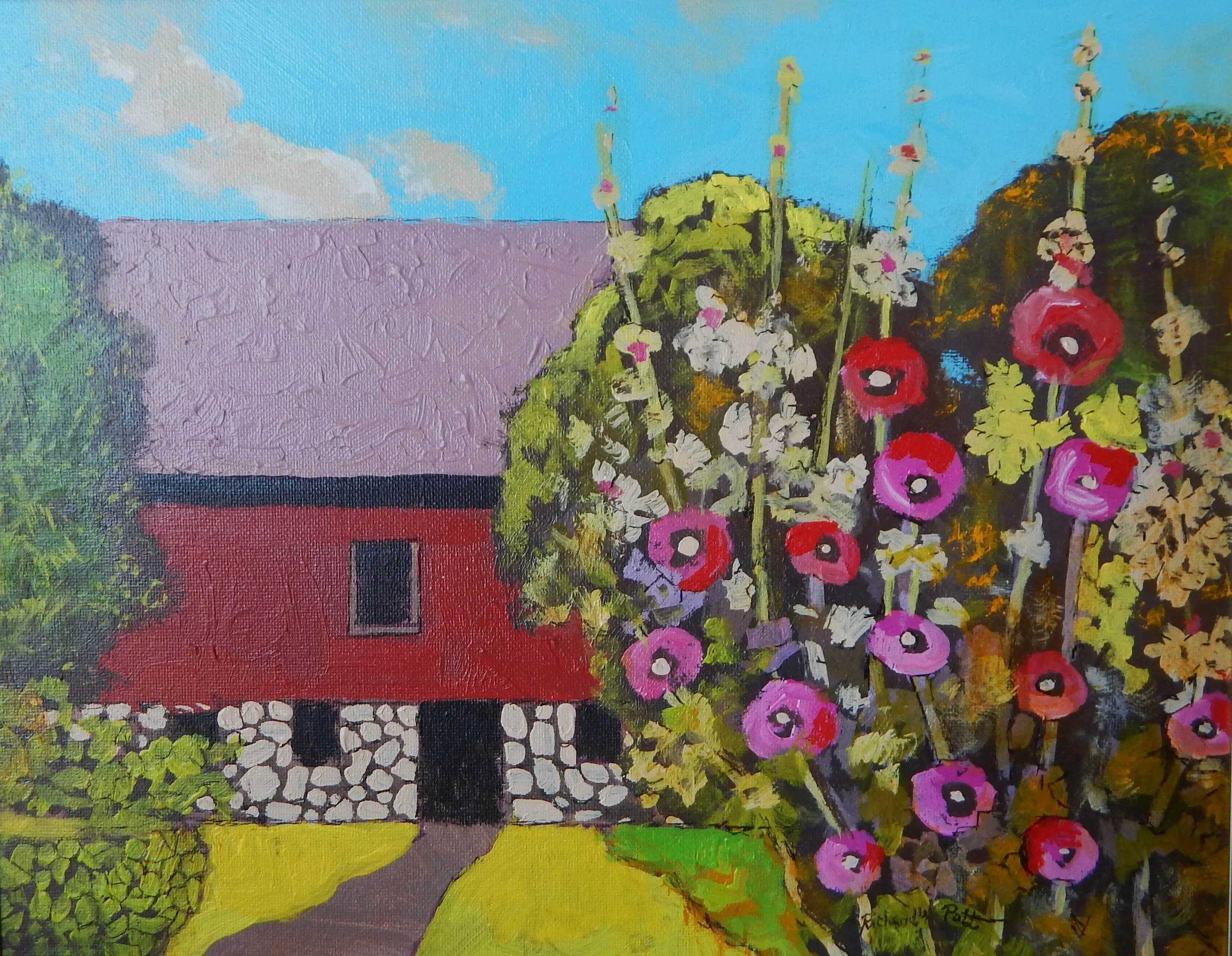 Rural Hollyhocks - SOLD