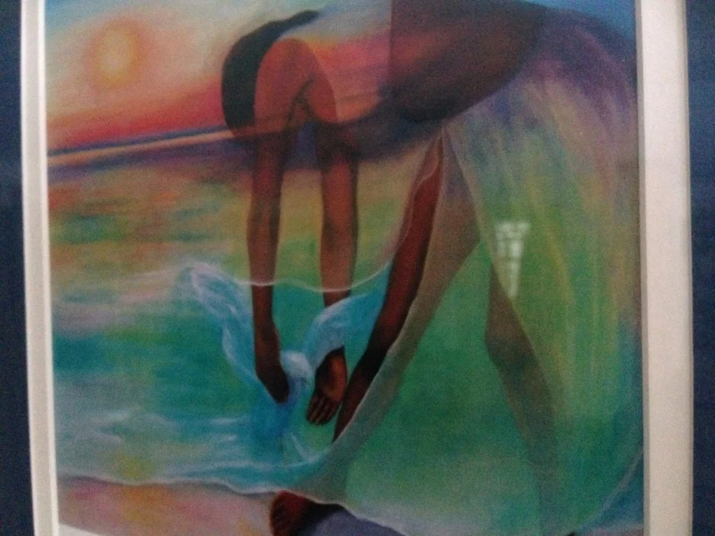 Words In Motion: images of reflection* Because I don’t have a recording of me moving, I have used this image of a woman dancing at the edge of an ocean, gathering Resource from water and spirit as a reflection of my movement experience.