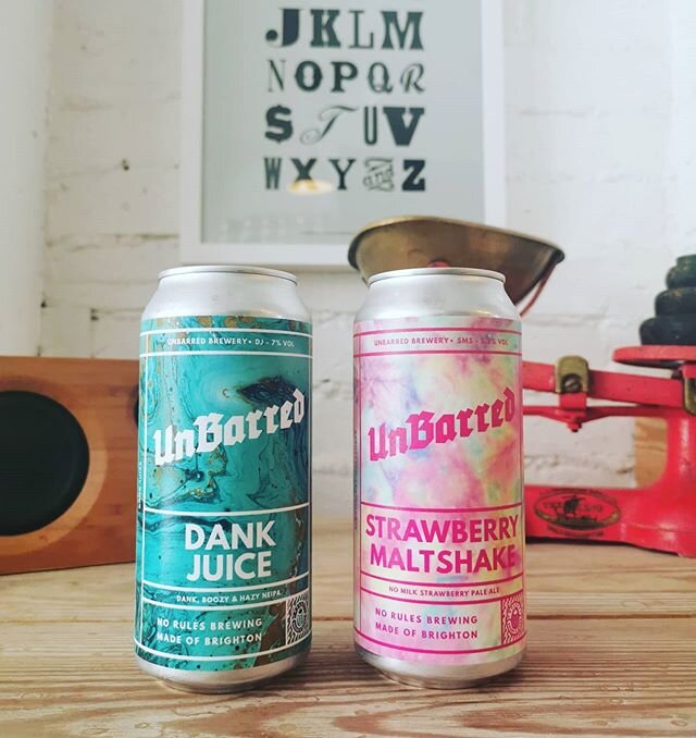 2 new beers in from @unbarredbrewery Dank juice 7% NEIPA and Strawberry maltshake pale 5.5% 🤤🍺 take away or home delivery 🤙