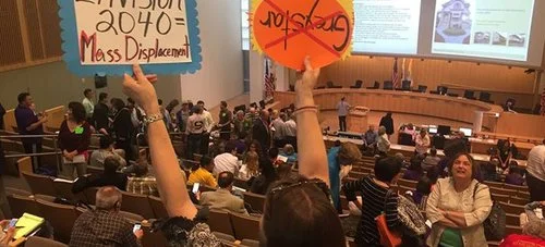 More than 500 people packed City Hall for a marathon hearing on rent control. (Photo by Silicon Valley De-Bug, via Facebook)