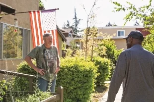 Karl Frederick (left) and Ray Mckee are seniors who leave in 2310 Rock St in Mountain View is now fearing they'll be displaced soon upon learning that their landloards have sold their property for redevelopmant. Photo by Natalia Nazarova