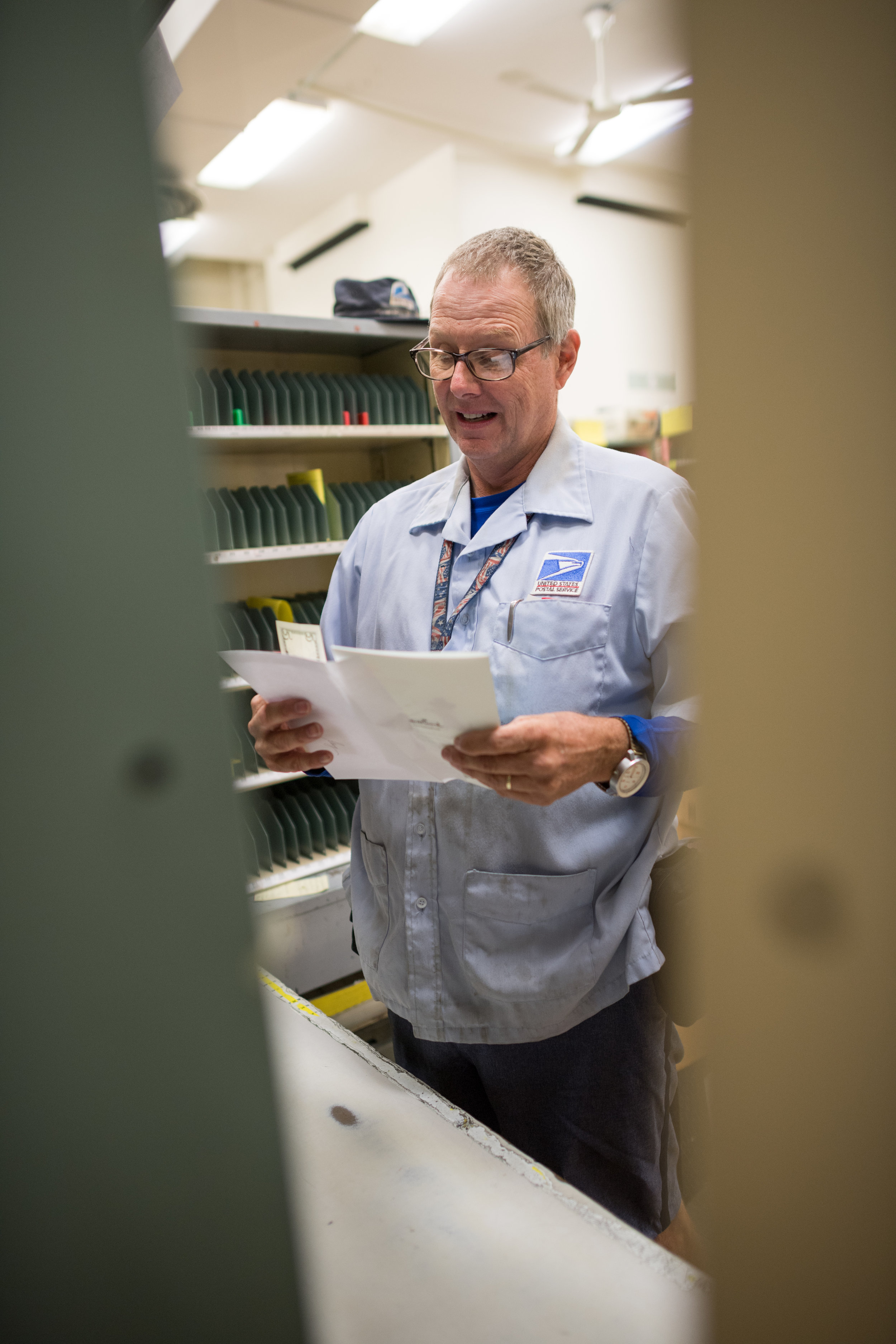  Before loading his truck and starting his route, Greg spends about an hour before each shift sorting mail and loading his cart. 