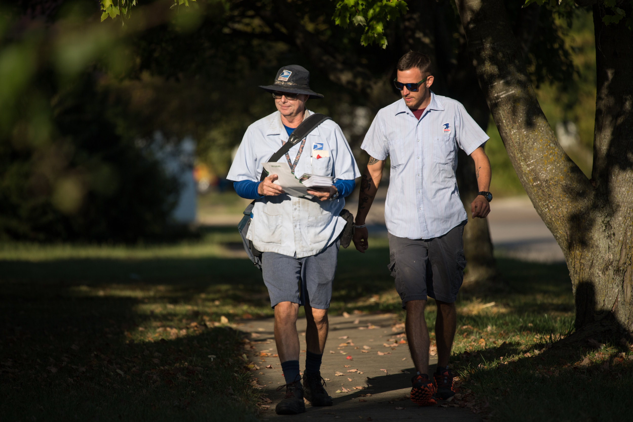  Greg and Lee finishing a park and loop in a neighborhood in South Eldon. 