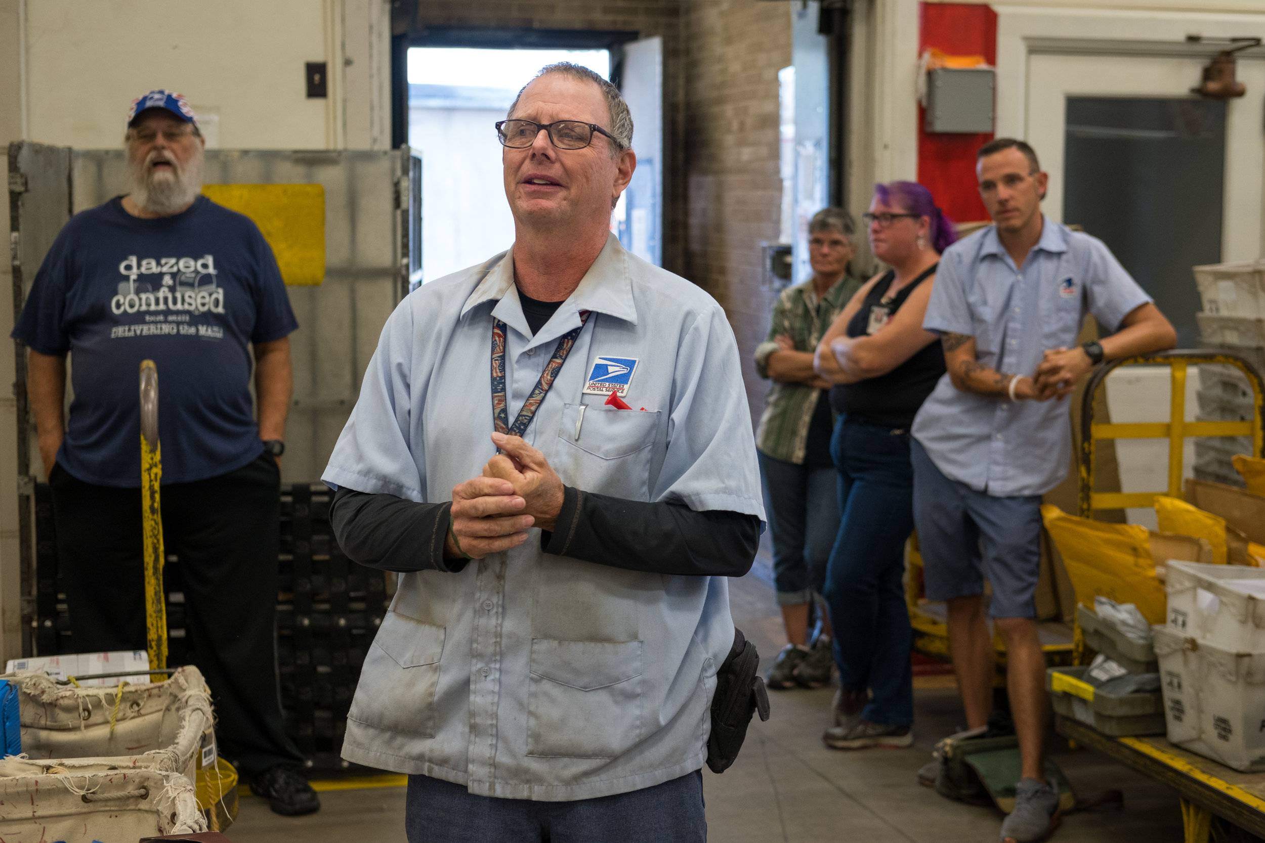  Greg delivers an emotional speech on his last day to thank his co-workers.&nbsp; 