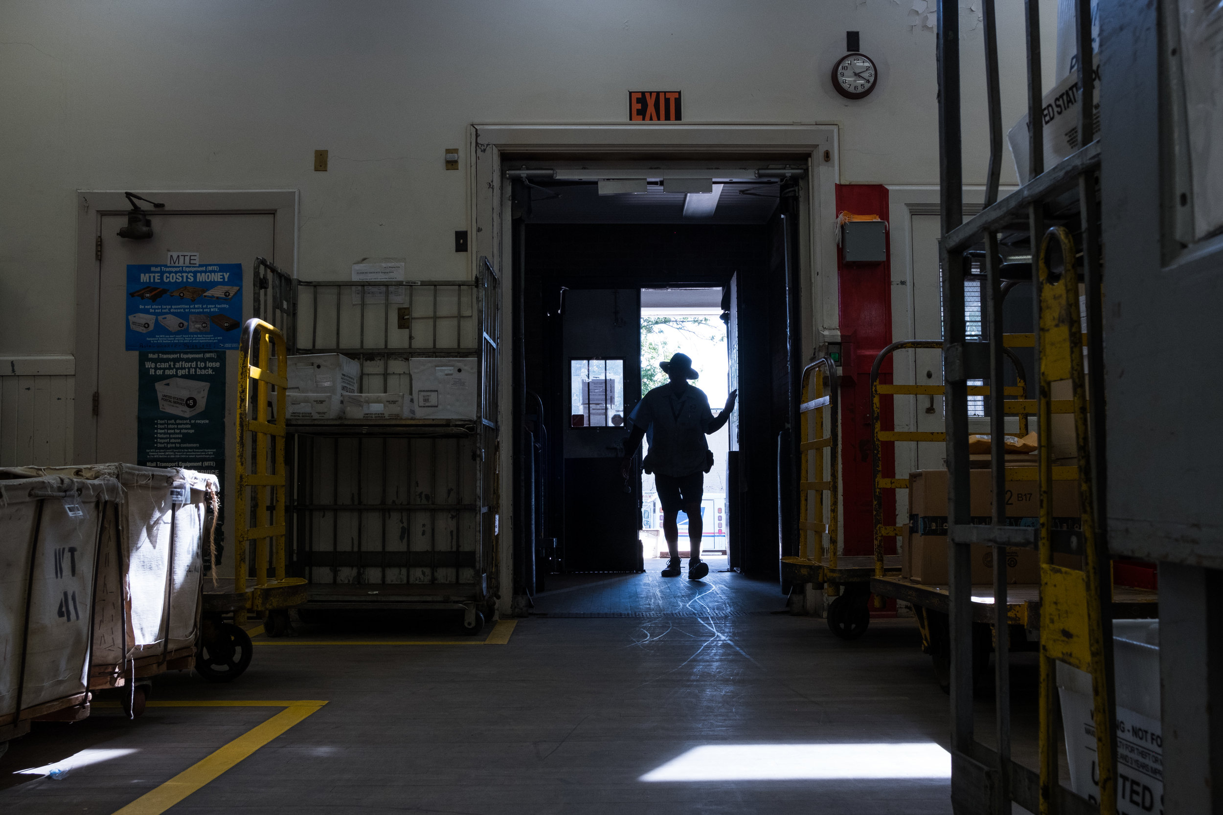  Greg entering the mailroom for the final time.&nbsp;Greg is looking forward to time with family and pursuing a new career as a regular substitute teacher. 