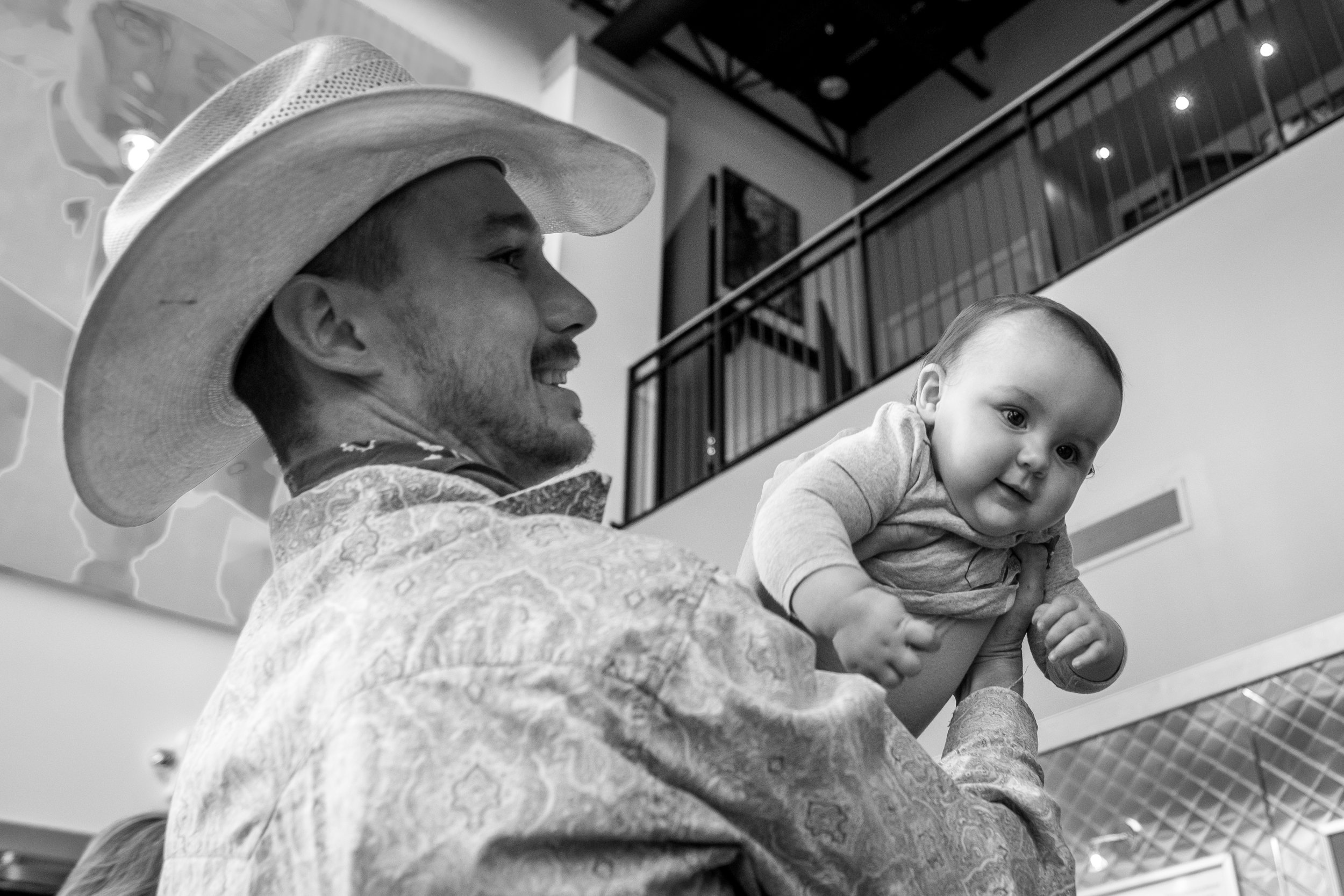  Brady Jandreau takes a moment to entertain his 10 month old daughter, Tawnee.  