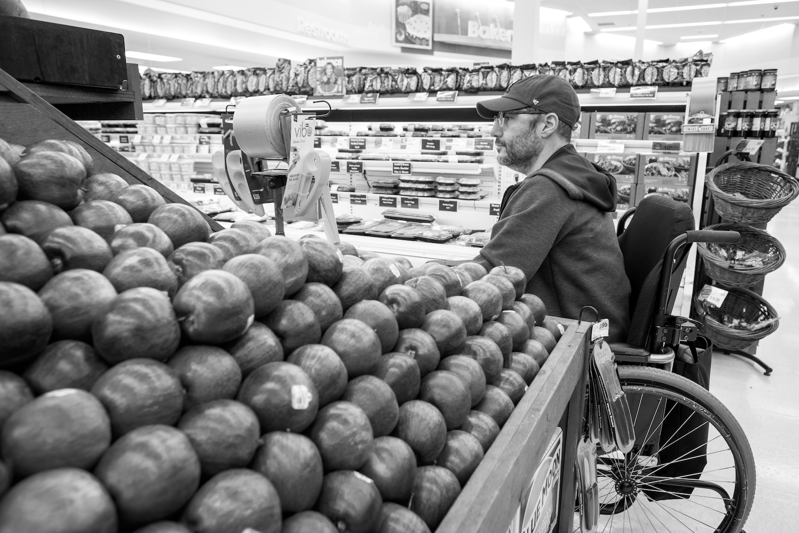  Mike works on functional life skills at a local grocery store.  