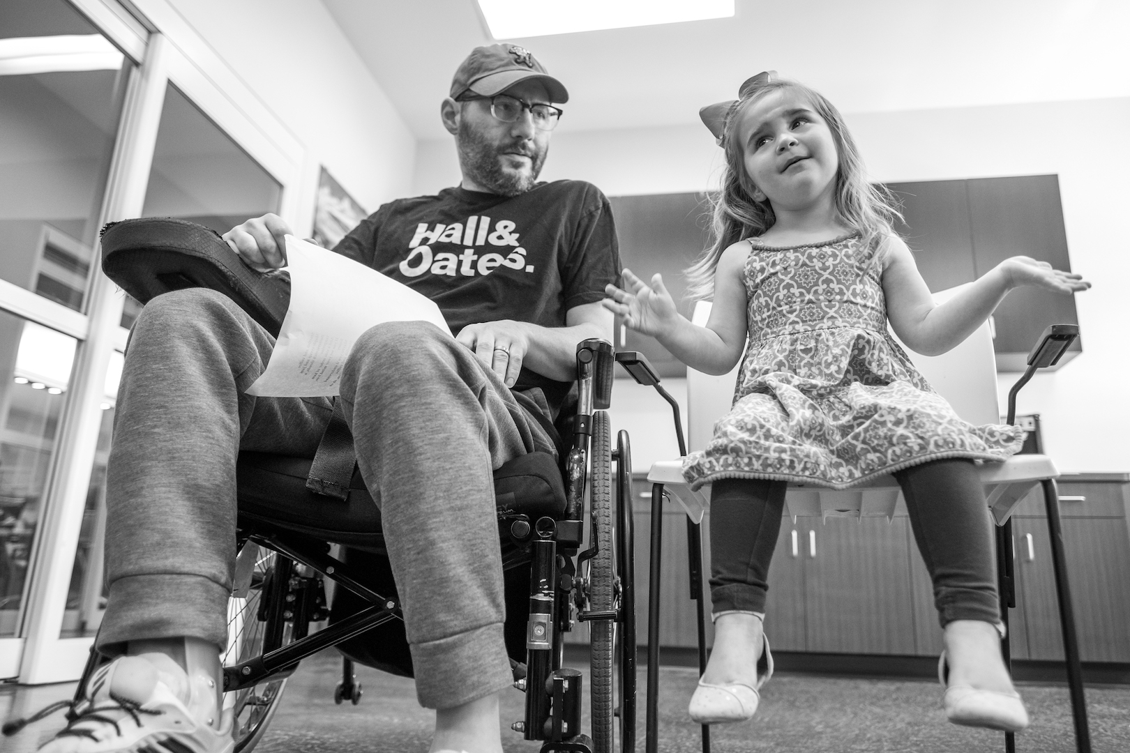  Lauren joins Mike during a music therapy session. 