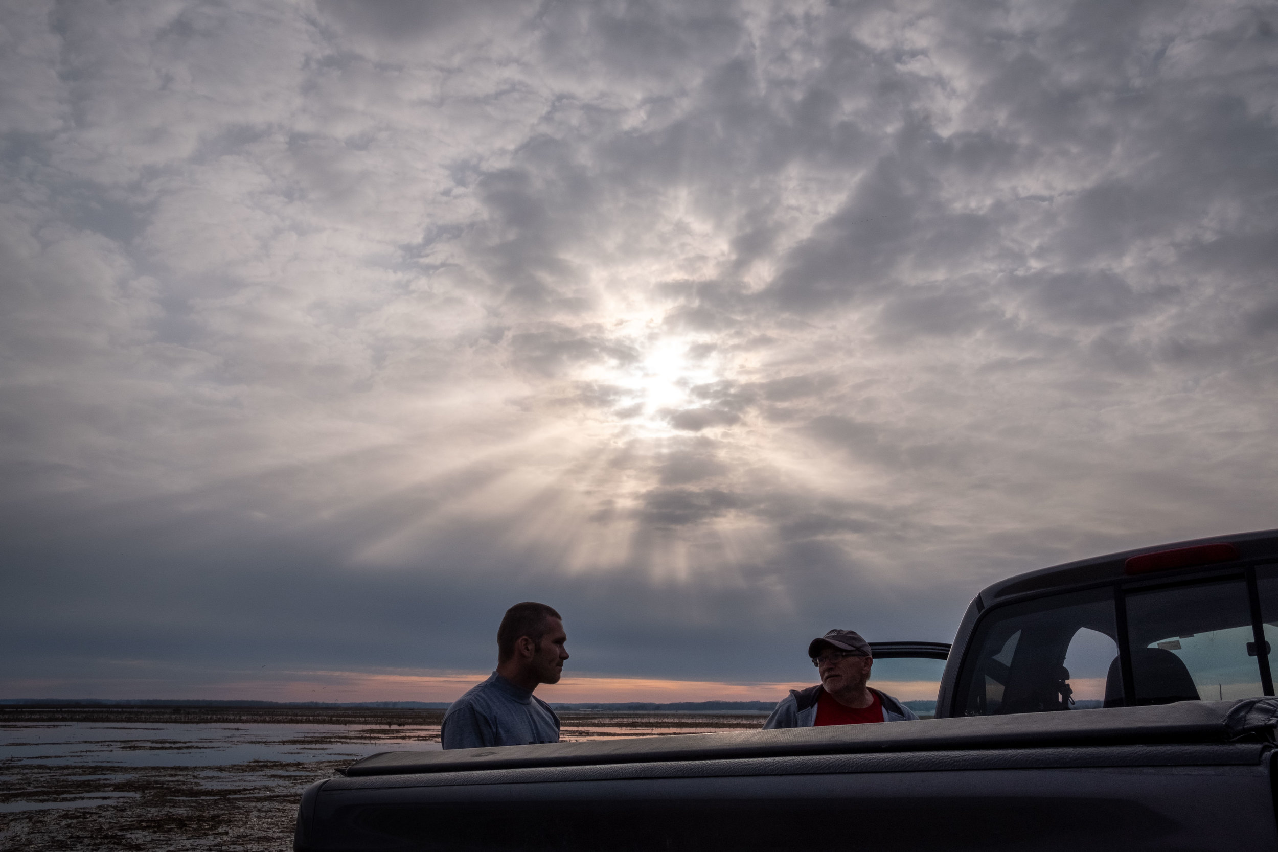  Dean Doty and his nephew, Tyler Doty load the rescued paddleboat on to Dean Doty’s pickup truck. Doty and his wife are planning on buying a travel trailer and setting it up as soon as possible on their land. He feels fortunate to have flood insuranc