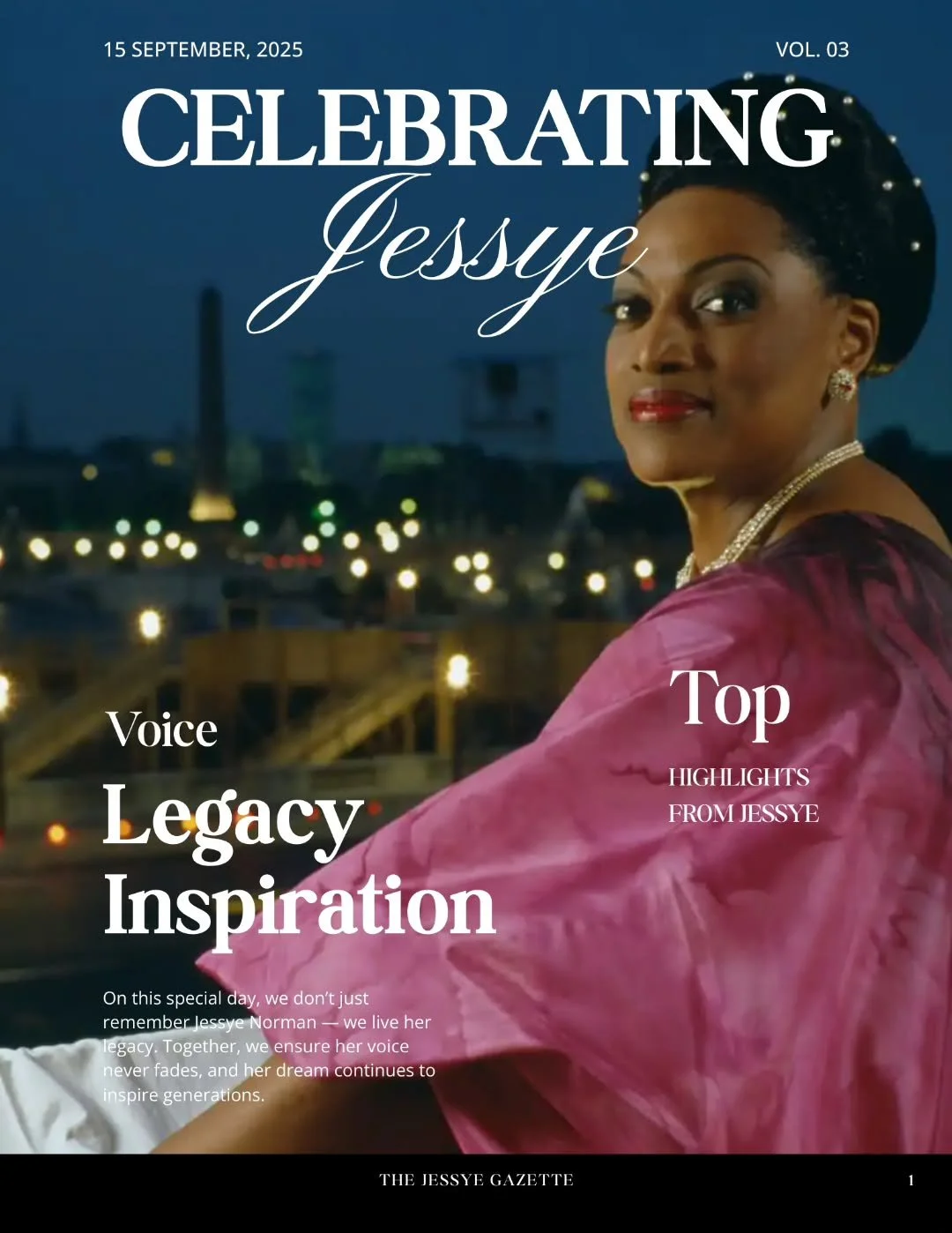 Special Edition: The Jessye Gazzette

🌹 Celebrating Jessye Norman 🌹

Today we honor what would have been the 80th birthday of the legendary Jessye Norman &mdash; a global opera icon and proud Augusta native whose voice, vision, and legacy continue 