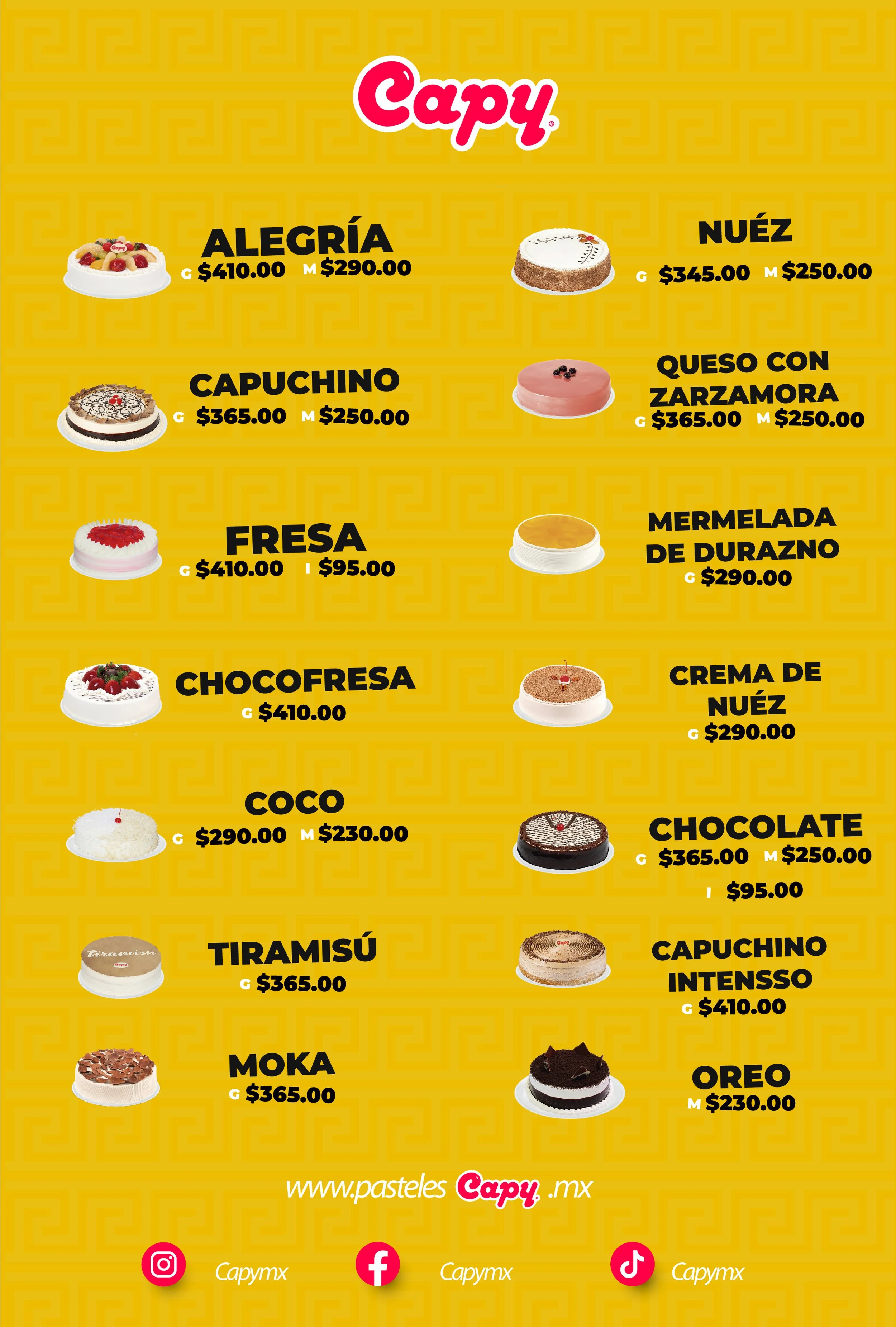 Menu — Pasteles Capy