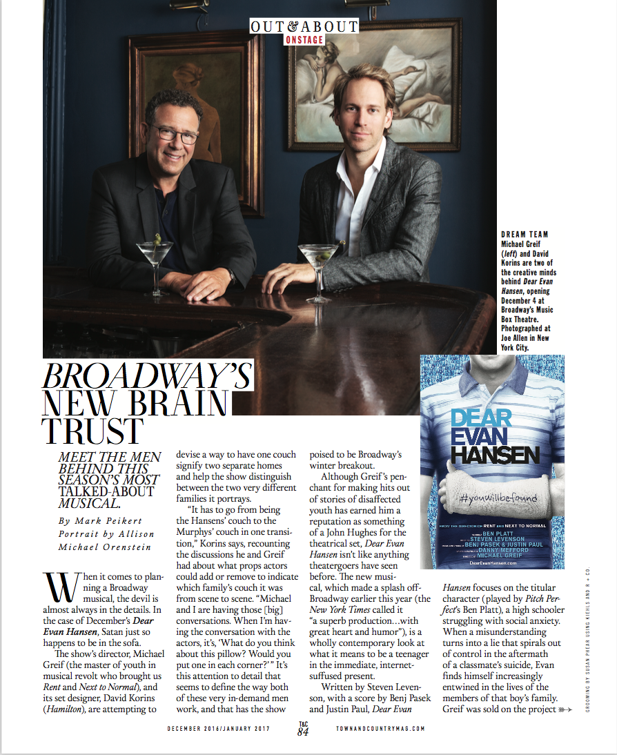 Michael Greif & David Korins by Allison Michael Orenstein, Town & Country