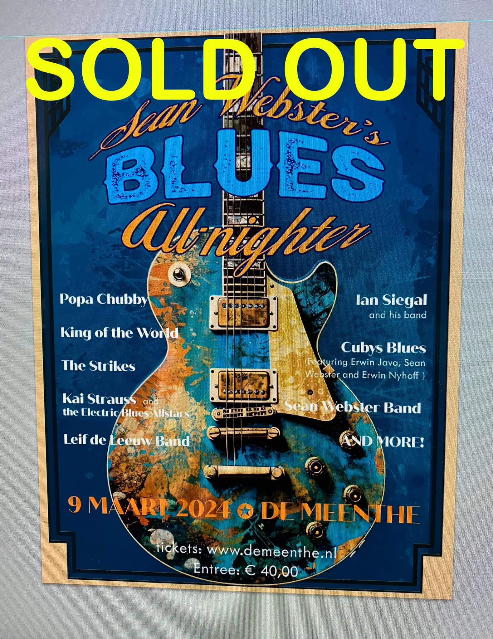 So very pleased to announce that the first edition of Sean Webster's Blues All Nighter in Steenwijk is SOLD OUT!!!!

I have many many requests for tickets this week and I&rsquo;m sorry to say that sold out is sold out. 

I can say that the date is al