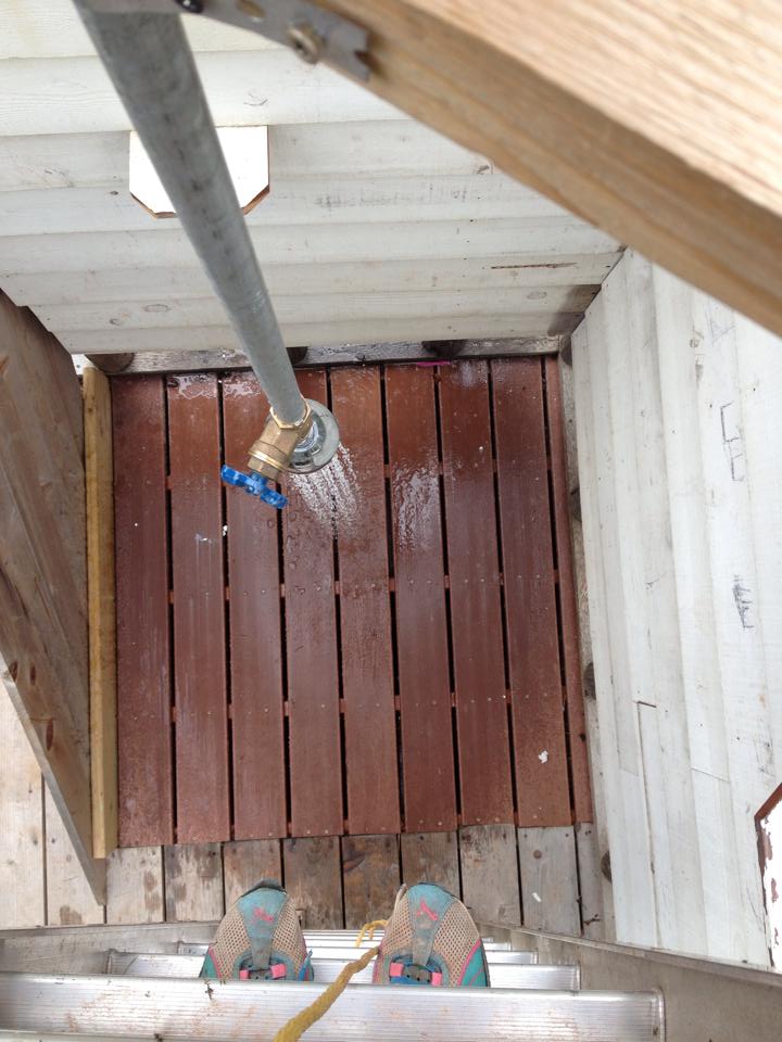 Now we have a solar-heated shower!