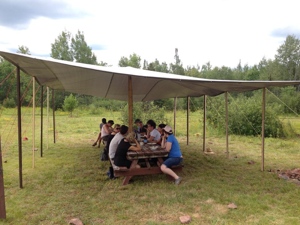 We made a bivouac & repaired picnic tables,