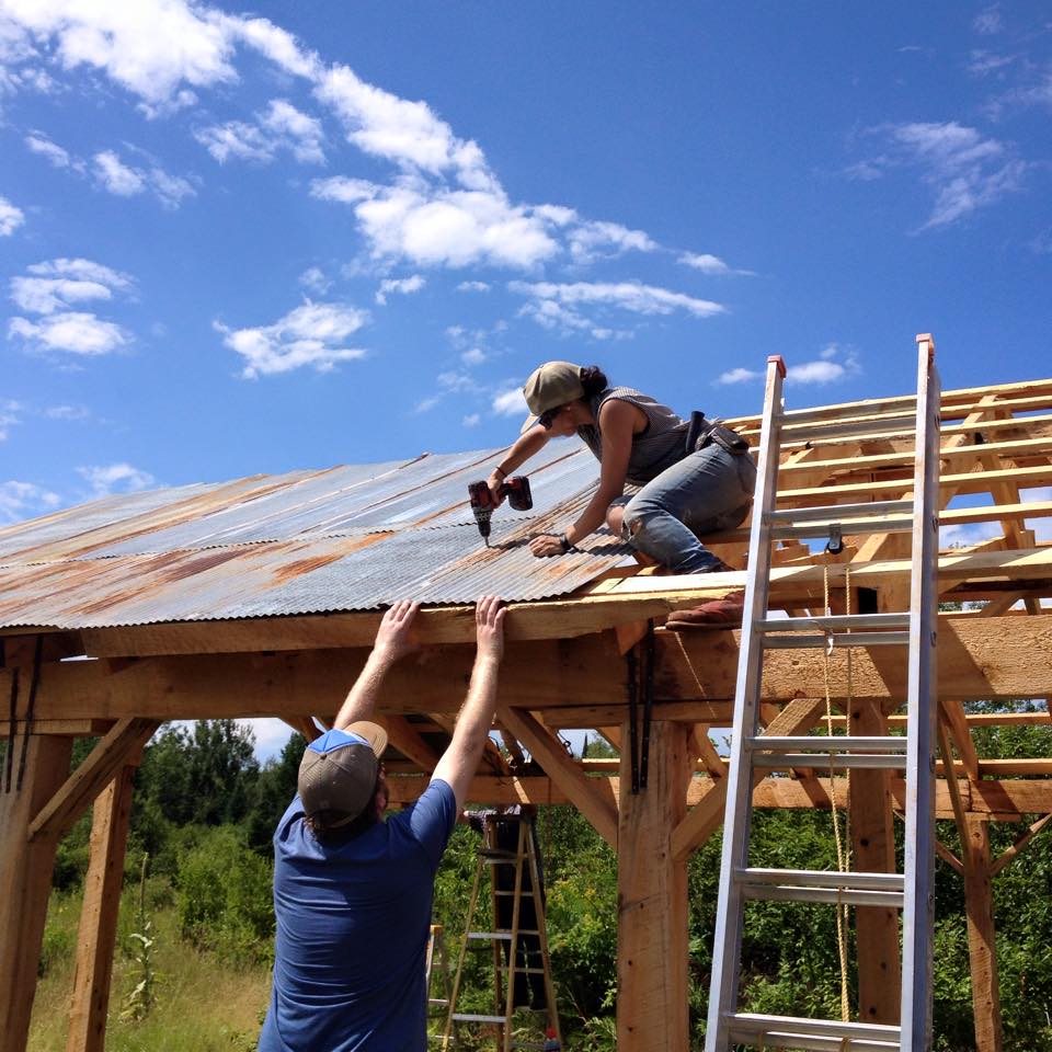 with reclaimed siding from an old barn.