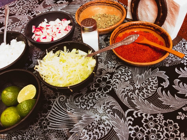 The things that surround outstanding Pozole at La Alborada restaurant in San Miguel.