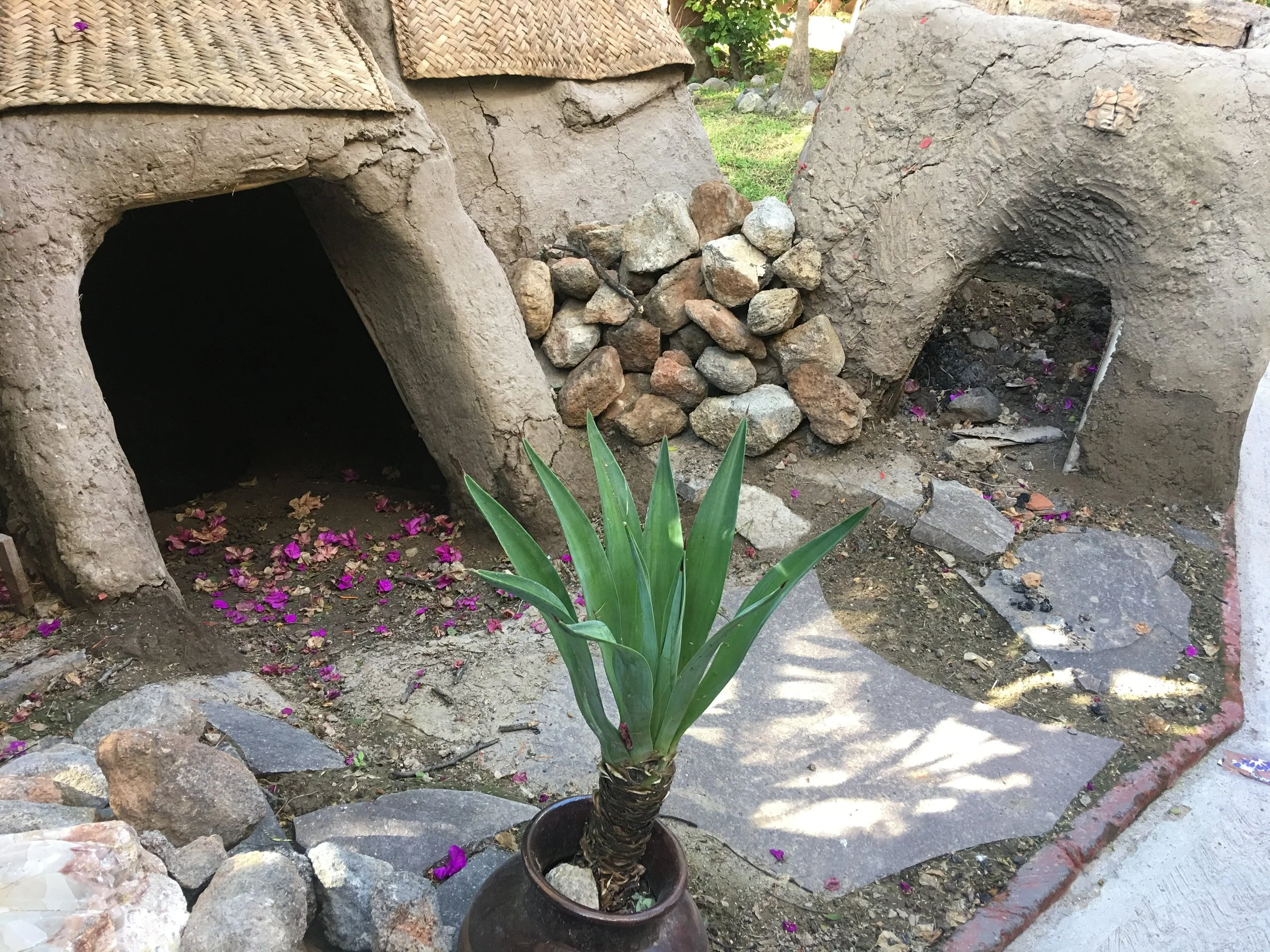 The Casa de los Espejos traditional temazcal sweat lodge.