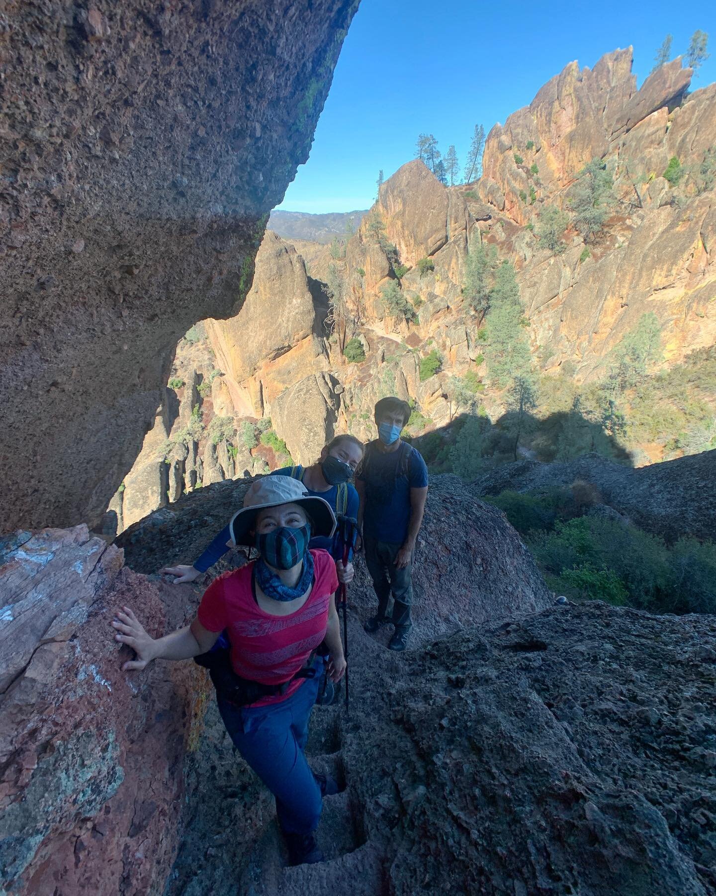 Pandemic hiking with friends means masks and hand sanitizer after touching the railings. It was my first time exploring Pinnacles National Park. We saw California Condors and hiked the &ldquo;steep and narrow&rdquo; trail. A glorious day to remind me