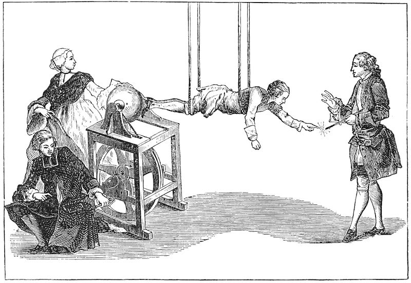 The electric boy - 18th century electrical demonstration. 